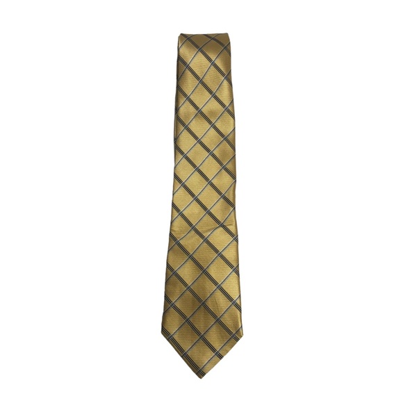 Chaps Yellow and Blues Plaid Silk Tie - Picture 4 of 15